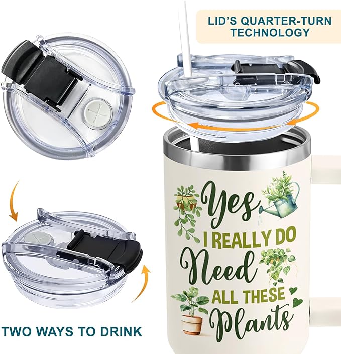 Gardening Gifts For Women - Gifts For Gardeners Woman - Christmas, Birthday, Mothers Day Gift For Gardeners, Plant Lady Gift - 40Oz Tumbler With Handle & Straw