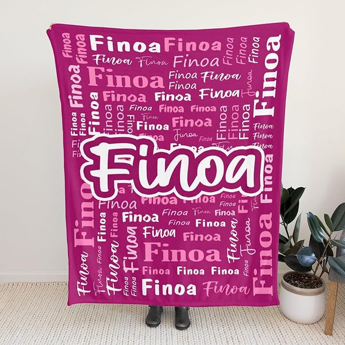 Custom Blanket with Name Personalized Blankets for Kids Adult Boys Girls Flannel Monogrammed Customized Blankets Throw (60''x80'')