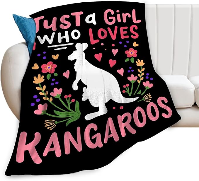 Just A Girl Ultra Soft Cozy Kangaroos Throw Blanket - Fleece Fuzzy Plush Bedding - Gifts for Women, Girls, Kids & Adults - 60"x50"
