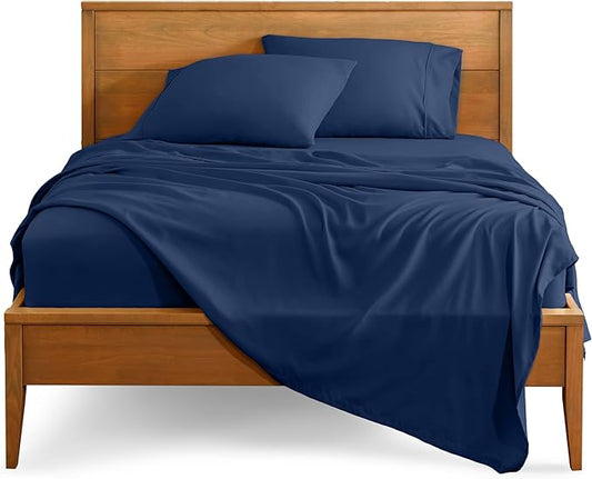 Bare Home Queen Sheet Set - Luxury 1800 Ultra-Soft Microfiber - Double Brushed - Deep Pockets - Easy Fit - 4 Piece Set - Bedding Sheets & Pillowcases (Queen, Dark Blue)
