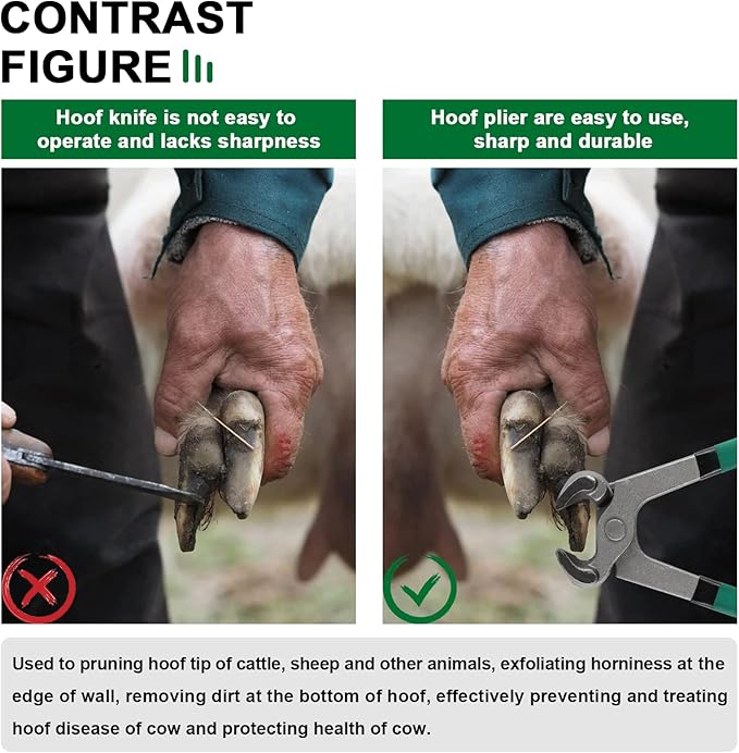 Goats Hoof Nipper 8" Carbon Steel Farrier Tool Multi-Purpose Hoof Trimmers with Plastic Grips for Cattle Sheeps Horses