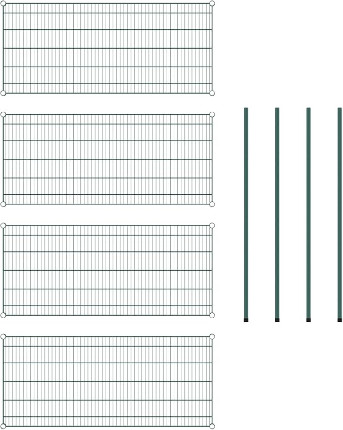 Commercial NSF Listed Green Epoxy Stationary Wire Shelving Kit 24" x 54" x 54", with 4 Shelves Perfect for Warehouse, Walk-in Refrigerator, Freezer, Grocery Store, Restaurant, Dishroom