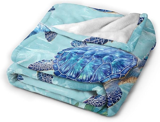 Sea Turtle Blanket Gifts for Girls Boys Ocean Turtles Throw Blankets Cozy Plush Fleece Flannel Fuzzy for Women Men Decor 50"X40"