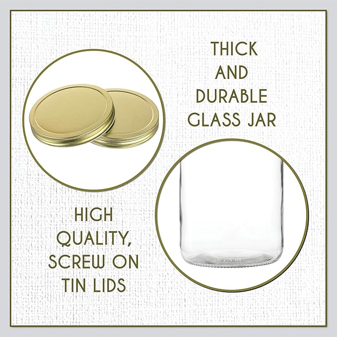 kitchentoolz Set of 3 One Gallon Large Glass Jar with Lid – Wide‑Mouth Gallon Mason Jar for Sun Tea, Pickling, Kombucha – 1 Gallon Glass Jug Made in USA