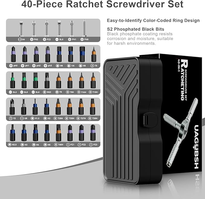 40 in 1 Magnetic Screwdriver Set,Portable Ratcheting Screwdriver Set with Storage Case,S2 Steel Multi Bit Magnetic Drive Set,DIY Detachable Precision Repair Tool Kit for Home & Professional Use