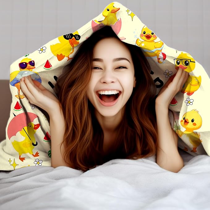 Cute Duck Blanket Ultra Soft Ducks Themed Gifts for Women Kids Boys Girls Cartoon Ducks Decorative Blankets for Bed Chair Couch Bedroom 60"X50"
