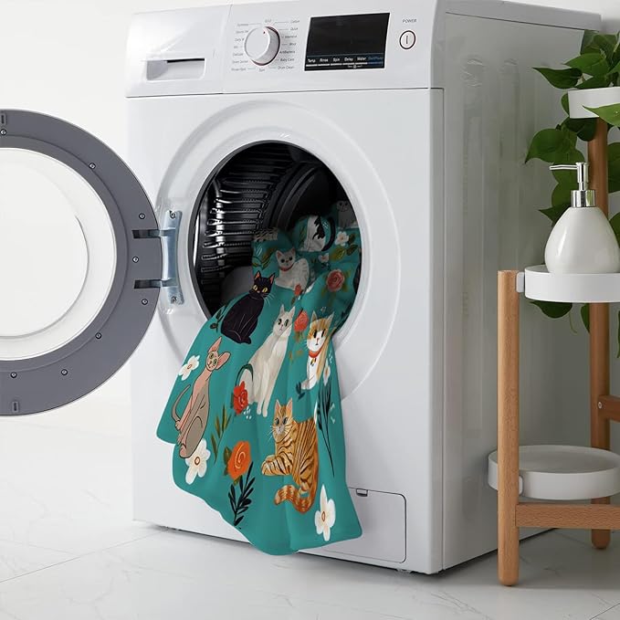 Cat Blanket, Cats Throw Blanket, Floral Gifts Blankets Stuff Fleece Flannel Plush for Girls Women Men Boys Lovers Adults Soft Bedding Gift for Sofa Bed Office Home Decor 80"x60"