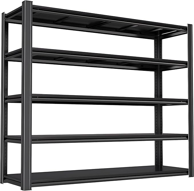 Industrial Storage Rack Heavy-Duty Steel Shelving Unit Multi-Purpose Garage Organization System Black 5-Tier 84" H x 62" W x 23.5" D