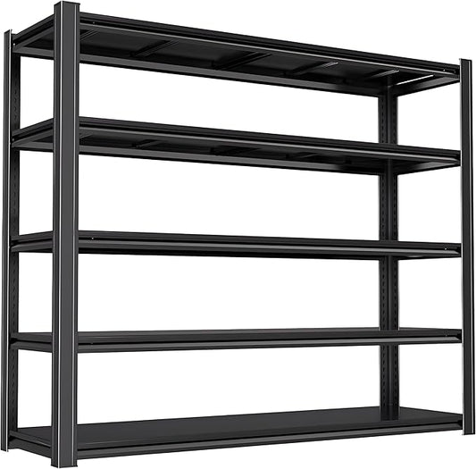 Industrial Storage Rack Heavy-Duty Steel Shelving Unit Multi-Purpose Garage Organization System Black 5-Tier 84" H x 62" W x 23.5" D