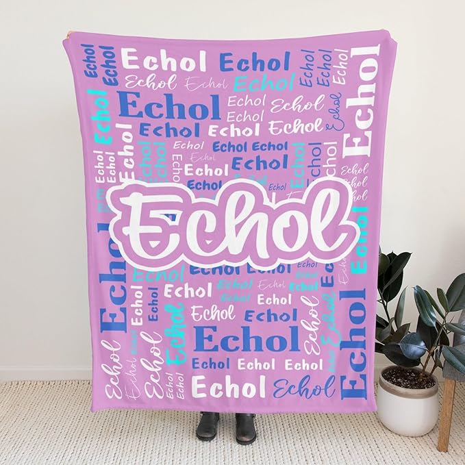Custom Blanket with Name Personalized Blankets for Kids Adult Boys Girls Flannel Monogrammed Customized Blankets Throw (60''x80'')