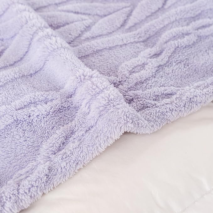 YUSOKI Sherpa Queen Size Blanket(Without Pillows)-3D Stylish Design Super Soft Blankets for Teen Girls Women Couch Bed Sofa Chair Men Boys Gift(Lavender Fog,90"x90")