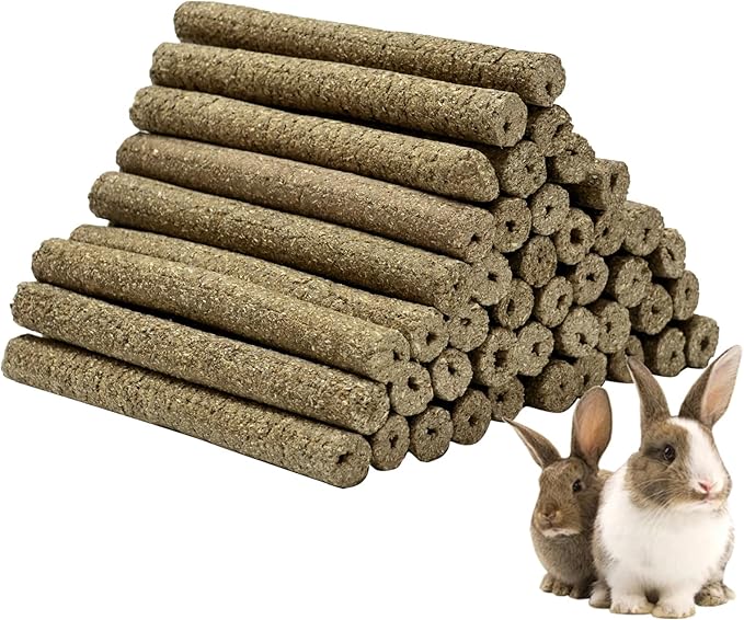 40PCS Timothy Hay Chew Sticks for Small Animals – Natural Molar Treats for Hamsters, Rabbits, Guinea Pigs, Chinchillas, Rats – Teeth Grinding Snacks & Enrichment Toys
