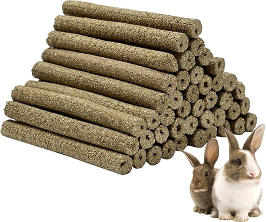 40PCS Timothy Hay Chew Sticks for Small Animals – Natural Molar Treats for Hamsters, Rabbits, Guinea Pigs, Chinchillas, Rats – Teeth Grinding Snacks & Enrichment Toys