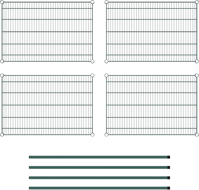 Commercial NSF Listed Green Epoxy Stationary Wire Shelving Kit 24" x 36" x 54", with 4 Shelves Perfect for Warehouse, Walk-in Refrigerator, Freezer, Grocery Store, Restaurant, Dishroom