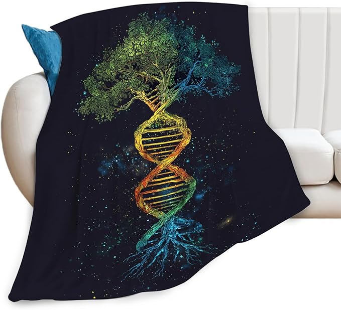 Dynova Tree of Life Blanket Cozy Plush Galaxy DNA Throw Blankets Fuzzy Flannel Fleece Gifts for Girls Boys Women Men Decor 50"X40"