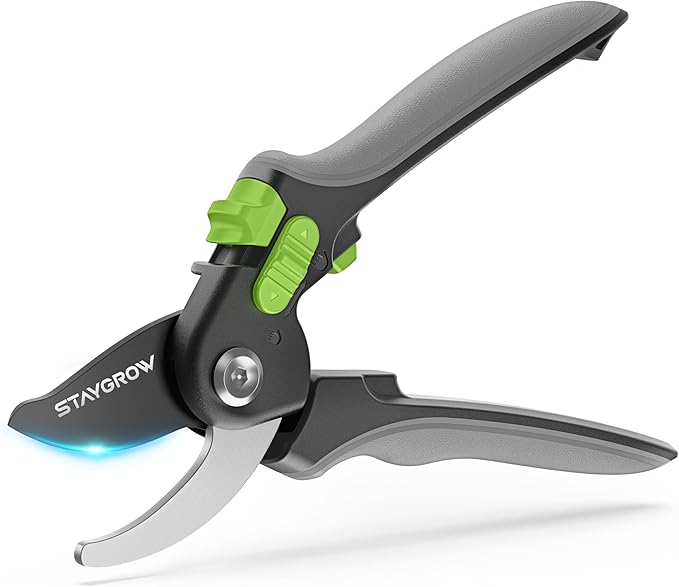 Pruning Shears for Gardening - 8.5" SK5 Garden Shears Cuts 10000+ Times Staying Sharp - Garden Scissors with One-handed Unlocking & Adjustable Handle- Garden Clippers Gardening Tools for Men Women