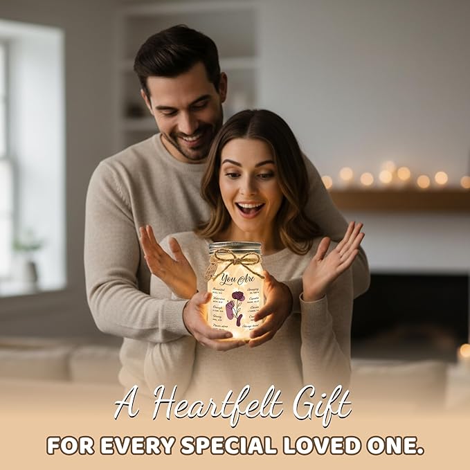 SOLMAY Birthday Gifts for Women – “You Are” Inspirational Mason Jar Night Light, Sentimental Christmas Gifts for Women, Christian Gift for Mom Sister Best Friend, Gratitude Decoration Jar