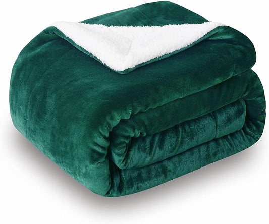 SOCHOW Sherpa Fleece Throw Blanket, Double-Sided Super Soft Luxurious Plush Blanket Queen size 90 inchx90 inch, Green