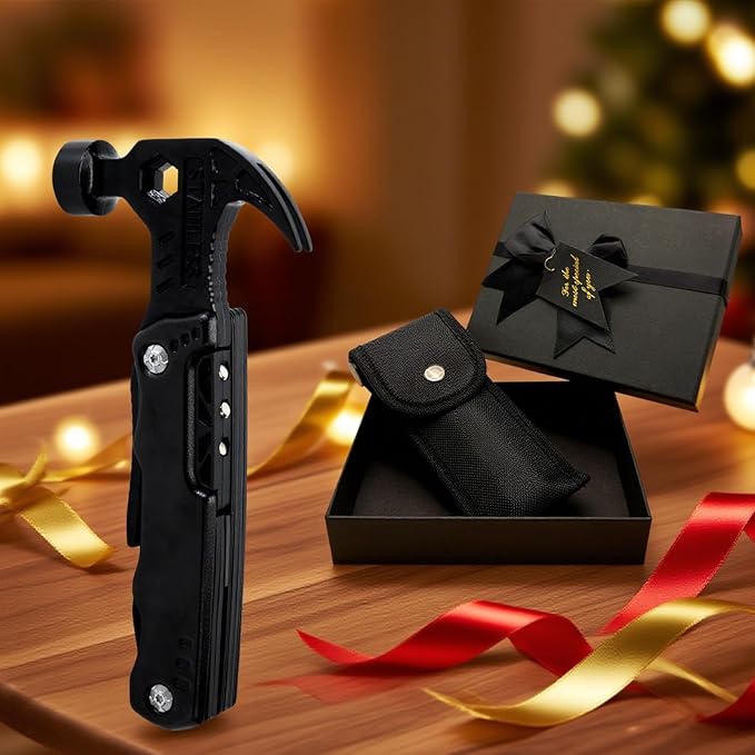 Multi-Functional Safety Hammer Multitool – 15-in-1 Heavy Duty Emergency Tool Kit – Camping, Hiking, Fishing, Car Rescue Gear – Christmas Gifts, Father's Day and Birthday Gift for Dad