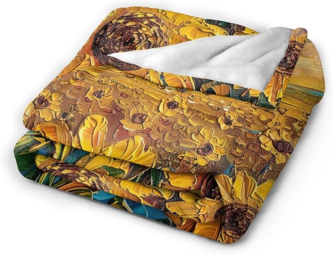Sunflower Throw Blanket Sunflower Floral Flannel Blankets Flower Fuzzy Plush Super Soft Cozy Warm Decor Gifts for Boys Girls Kids Adults Men Women 50" x 60"