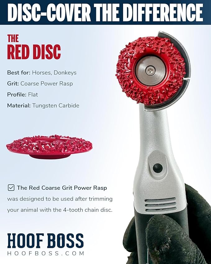 Hoof Boss Electric Horse Hoof Trimmer Kit — Rotary Farrier Tool for Horses with Trimming & Finishing Discs, Chain File, Safety Glasses & Tool Bag (Plug‑in)