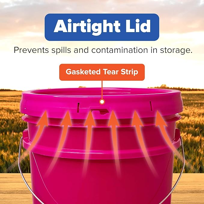 ePackageSupply 5 Gallon Bucket with Airtight Lid | Made in USA | Food Grade | Heavy-Duty Premium HPDE Plastic | Durable 90 Mil All Purpose Pail | Easy Stack and Store | BPA Free | 6 Count
