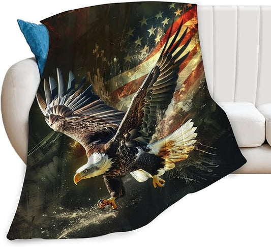 Tijuboni American Eagle Throw Blanket Eagle Gifts for Girls Boys Women Men Kids Adults Soft Flannel Fleece Blanket for Couch Sofa Bed Home Decor 60"x80"