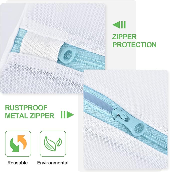 OTraki Large Mesh Washing Bag 43 x 35 in XL Laundry Bag Washer Machine Net Protector Large Washer Bag for Travel Camp College Student Dress Bedding Blanket Sheet Robe Cleaning Organizer Blue