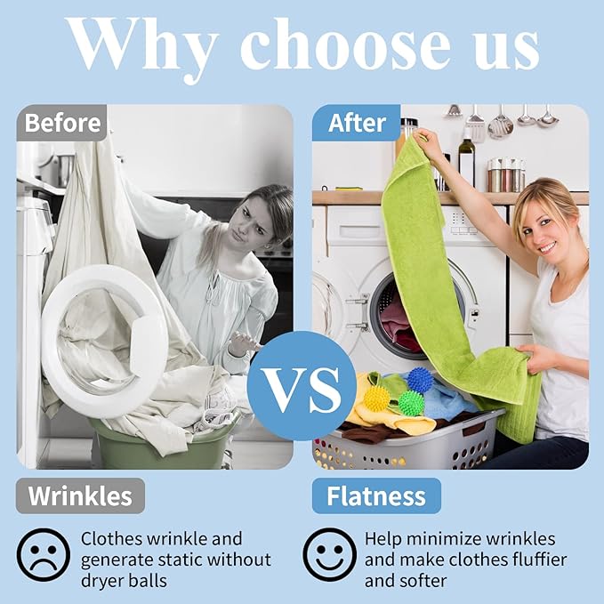 6 Pack Laundry Balls for Dryer, Dryer Balls Laundry Reusable, Dryer Ball Plastic Pellet Packs for Fabric Soften, Reduce Wrinkle and Less Static Cling-Mix