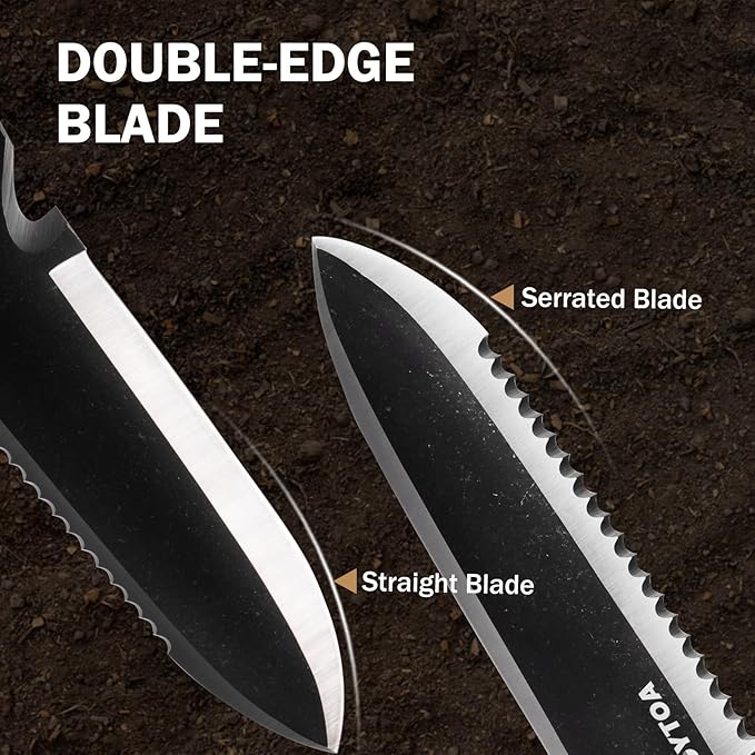 Hori Hori Garden Knife, Garden Tools with Sheath for Weeding,Planting,Digging, 7" Stainless Steel Blade with Cutting Edge, Full-Tang Rosewood Handle with Hanging Hole