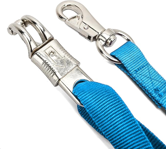 4PCS Cross Ties,Heavy Duty Adjustable Nylon Cross Ties for Horse Horse Trailer Tie with Panic Snap and Bull Snap,Adjustable Length from 44.5-78.5 Inch,Blue