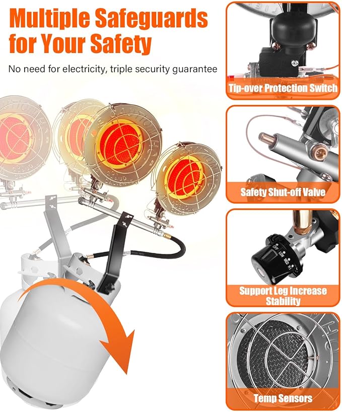 30000 BTU Portable Propane Heaters for Indoor Outdoor Use, Natural Gas Propane Tank Heater for Patio Garage RV Camping Tent Hunting Ice Fishing Shed Emergency Power Outage, Large Safe Space Heater