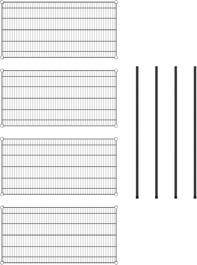 Commercial NSF Listed Black Epoxy Stationary Wire Shelving Kit 24" x 48" x 54", with 4 Shelves Perfect for Warehouse, Walk-in Refrigerator, Freezer, Grocery Store, Restaurant, Dishroom