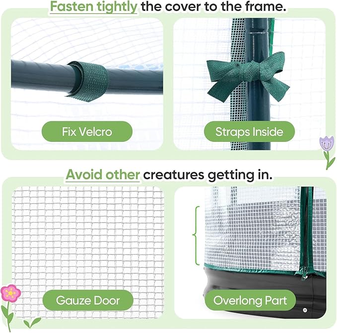 KING BIRD Raised Garden Bed with Cover Galvanized Oval Planter Garden Box Outdoor for Gardening, Vegetables, Flowers 94.5x47.2x11.8 in, White