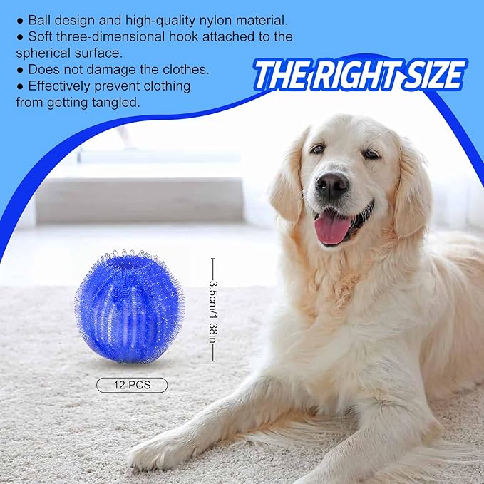 Pet Hair Remover for Laundry, 12 PCS - Reusable Dog & Cat Hair Remover Tool, Effectively Removes Pet Hair, Lint and Dander from Bedding and Clothing, Suitable for Washing Machines, Dryers