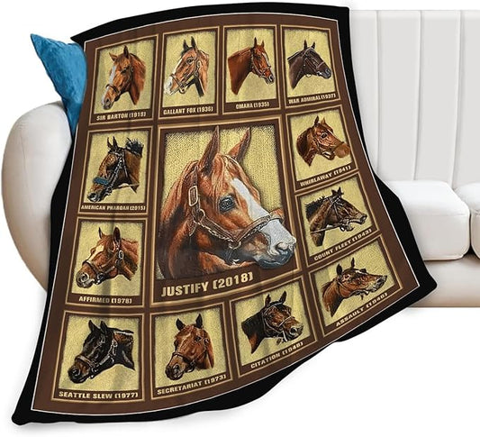 Tijuboni Racing Horses Throw Blanket Horse Gifts for Girls Boys Women Men Kids Adults Soft Flannel Fleece Blanket for Couch Sofa Bed Home Decor 40"x50"