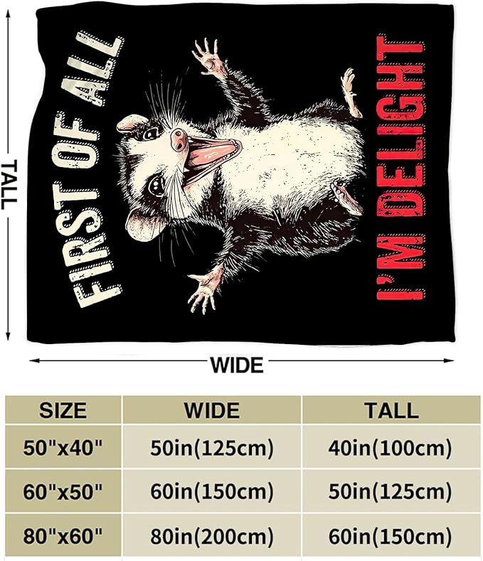 Opossum Blanket Gifts for Boys Girls Soft Warm Plush Funny Opossum Throw Blanket Flannel Fleece Fuzzy Stuff Blanket for Bed Couch Living Room Decor 80"X60"