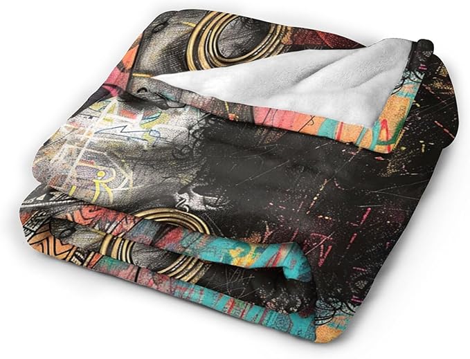African American Blanket Gifts for Girls Women Soft Warm Plush Black Girl Woman Throw Blanket Flannel Fleece Fuzzy Banksy Stuff Blanket for Bed Couch Living Room Decor 80"X60"