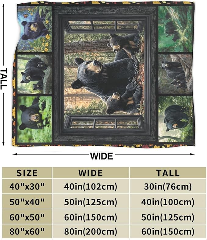 Bear Throw Blanket Farmhouse Bear Blankets Fleece Plush Flannel Super Soft Cozy Warm Lightweight Bears Decor Gifts for Boys Girls Kids Adults Men Women 60" x 80"