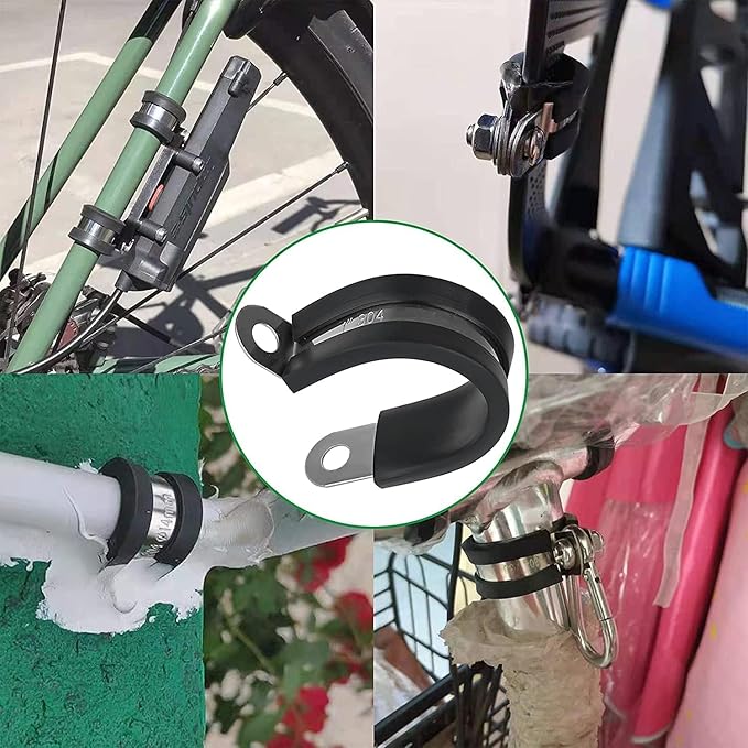 15PCS 5/8 Inch Cable Clamps with 35PCS Screws Assortment Kit 304 Stainless Steel Rubber Cushioned Insulated Cable Clamp, Automotive Wire Pipe Clamps(16mm)