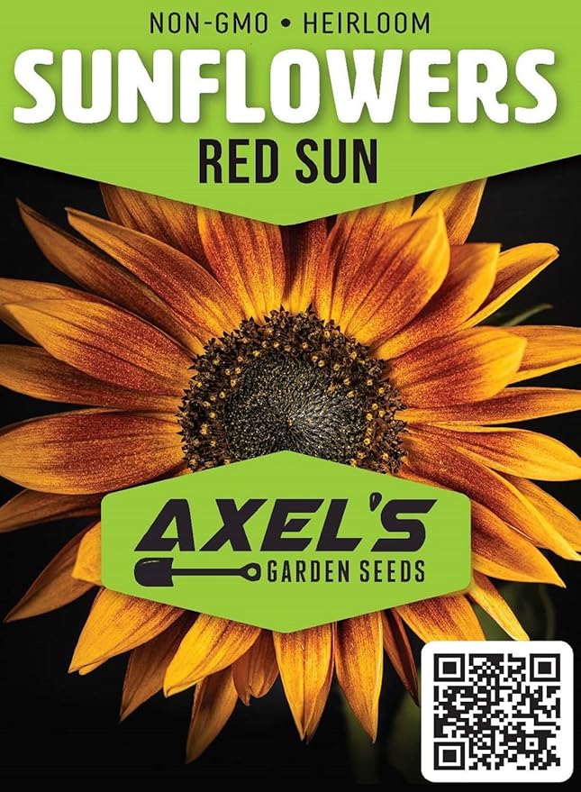 Sunflower Seeds for Planting - Heirloom Non-GMO Red Sun Sunflower Seeds to Plant & Grow Home Outdoor Garden - Great Gardening Gift, 4 Ounces