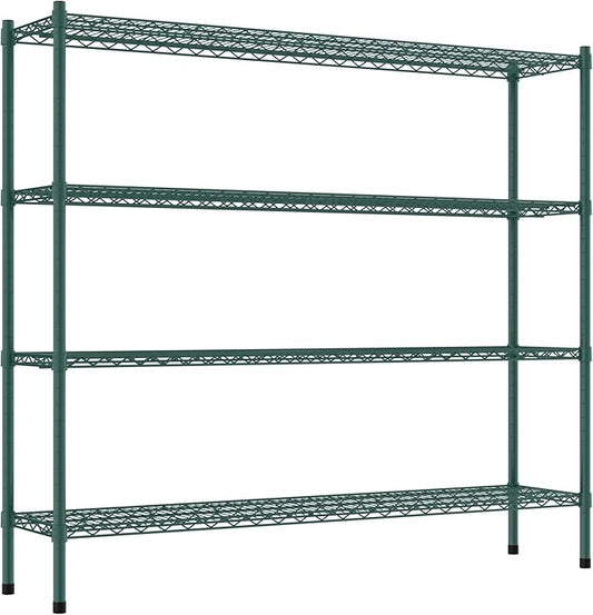 Commercial NSF Listed Green Epoxy Stationary Wire Shelving Kit 14" x 60" x 54", with 4 Shelves Perfect for Warehouse, Walk-in Refrigerator, Freezer, Grocery Store, Restaurant, Dishroom