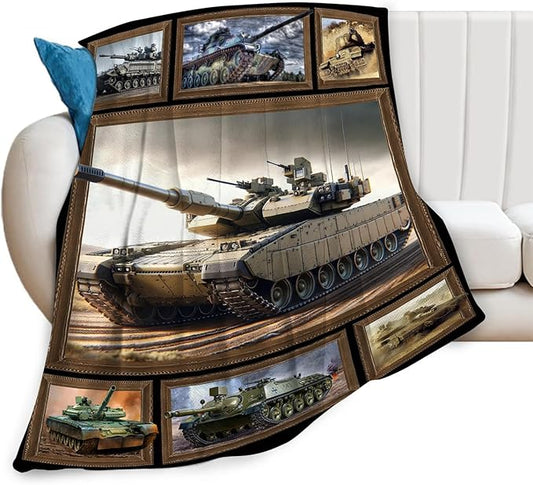 Tijuboni Military Tank Throw Blanket Army Gifts for Boys Men Girls Women Kids Adults Soft Flannel Fleece Blanket for Couch Sofa Bed Home Decor 40"x50"