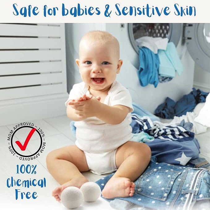 Wool Dryer Balls Organic Premium | 4 Balls XL, Ethically & Humanely Made, Natural Fabric Softener, Laundry Dryer Balls Reusable, Wrinkle Release, Organic Fabric Softener Ball, Say No! to Dryer Sheets