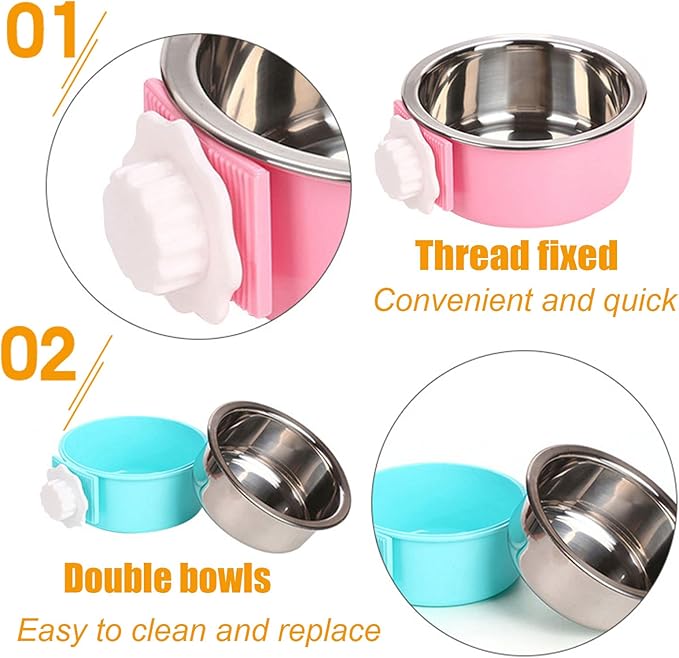 kathson Rabbit Litter Box, Bunny Corner Litter Pan, Pet Toilet Potty Trainer Bedding Box with Detachable Hanging Pet Cage Bowl for Rabbit Bunny Guinea Pig Ferrets Chinchilla(Blue)