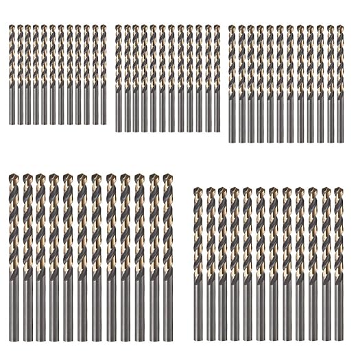 60 PCS, Black and Gold Twist Drill Bits, 1/16", 5/64", 3/32", 7/64", 1/8" [12pcs for Each]