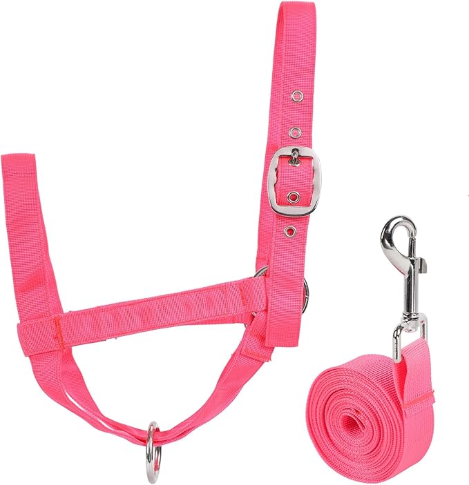 perixir Cow Halter Cattle Halters Calf Halter with Leading Rope，Adjustable Nylon Livestock Cattle Halter，for Miniature Horse Donkey Goat Foal