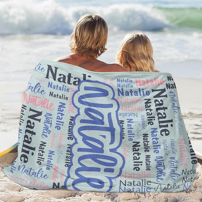 Custom Blanket with Name Personalized Blankets for Kids Adult Boys Girls Flannel Monogrammed Customized Blankets Throw (50''x60'')