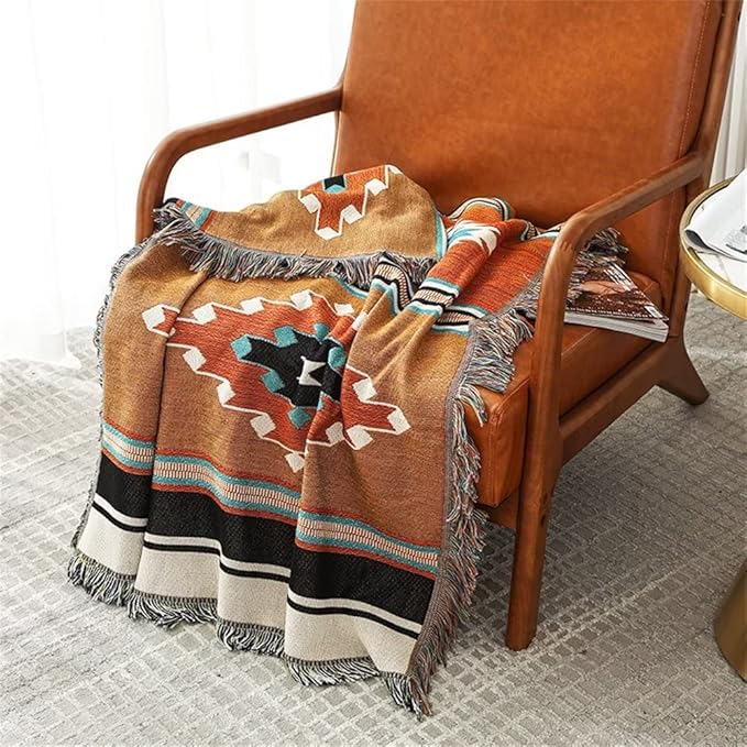 Lqprom Southwest Throw Blankets Aztec Southwestern Throws Cover Boho Native American Blankets for Gift Sofa Table Bed Living Room Decor Outdoor Camping Picnic Tent Beach Car Traveling 51"x63"