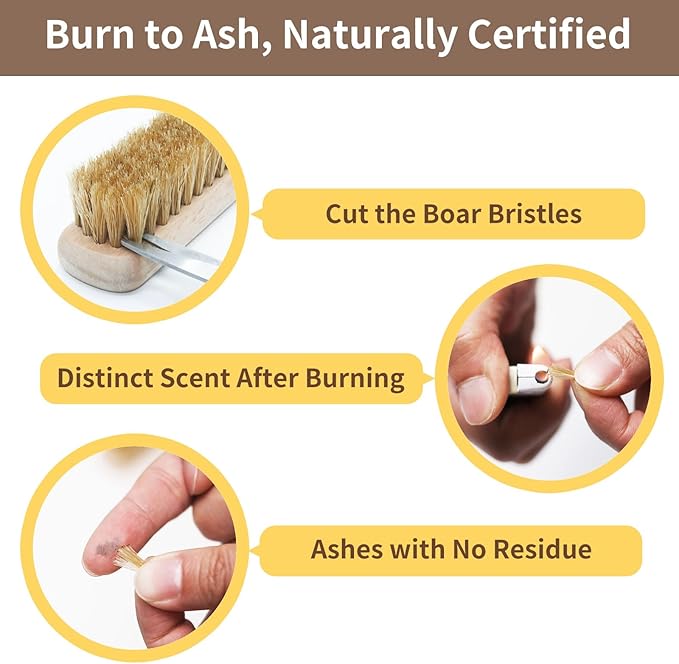 Wood Laundry Stain Brush Set (Large + Small) with Boar Bristles – Tough Stain Remover for Delicates, Cotton, Linens & Shoes, Laundry Scrub Brushes for Clean Fabric